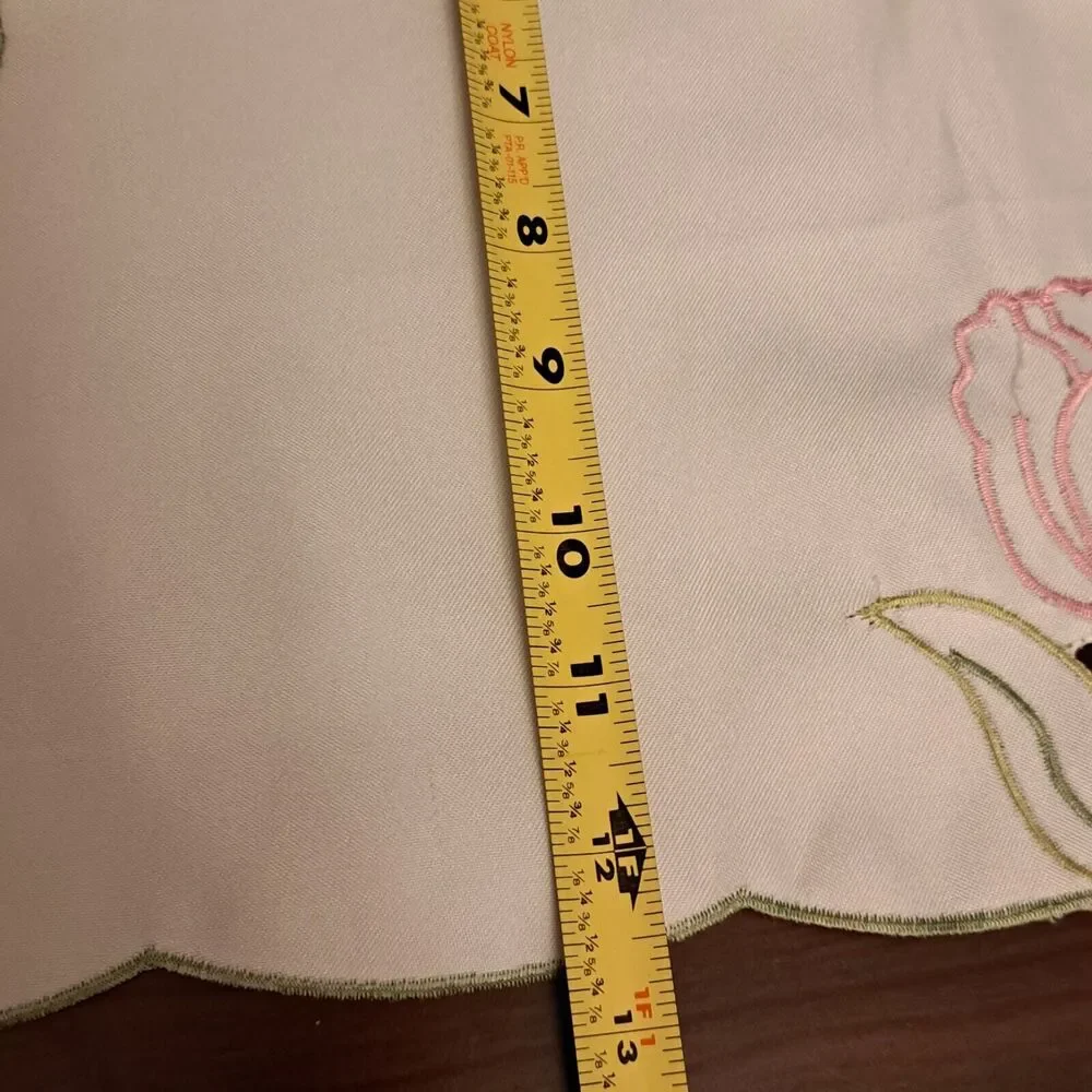 Tulips Floral Embroidery Table Runner White Beautiful 12.5 X 57 Inch